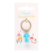 Load image into Gallery viewer, Blue Aura Crystal Mushroom Keyring
