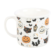 Load image into Gallery viewer, Spooky Cat and Pumpkin Print Mug

