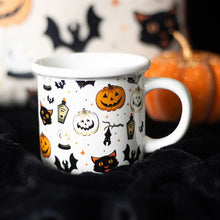 Load image into Gallery viewer, Spooky Cat and Pumpkin Print Mug
