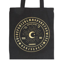Load image into Gallery viewer, Black and Gold Talking Board Polycotton Tote Bag
