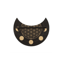 Load image into Gallery viewer, Black Flower of Life Crescent Moon Tarot Card Stand

