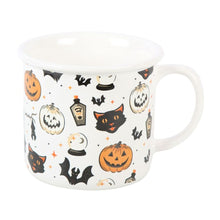 Load image into Gallery viewer, Spooky Cat and Pumpkin Print Mug
