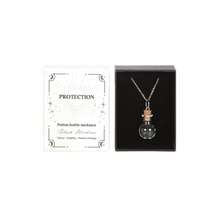 Load image into Gallery viewer, Protection Black Obsidian Crystal Chip Potion Bottle Necklace
