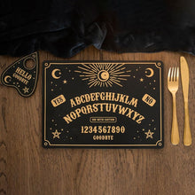 Load image into Gallery viewer, Black Talking Board Placemat and Coaster Set
