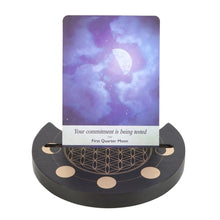 Load image into Gallery viewer, Black Flower of Life Crescent Moon Tarot Card Stand
