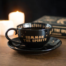 Load image into Gallery viewer, Black Talking Board Teacup and Saucer
