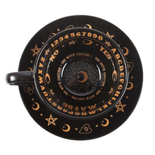 Load image into Gallery viewer, Black Talking Board Teacup and Saucer
