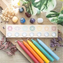 Load image into Gallery viewer, Seven Chakras Wooden Energy Candle Holder
