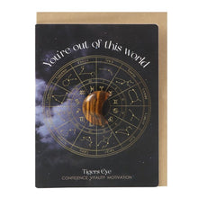 Load image into Gallery viewer, Out Of This World Tiger&#39;s Eye Crystal Moon Greeting Card
