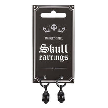 Load image into Gallery viewer, Black Stainless Steel Skull Earrings
