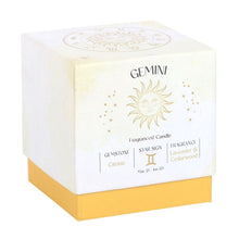 Load image into Gallery viewer, Gemini Lavender &amp; Cedarwood Gemstone Zodiac Candle
