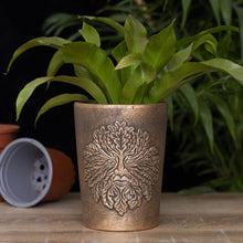 Load image into Gallery viewer, Green Man Bronze Terracotta Plant Pot by Lisa Parker
