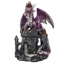 Load image into Gallery viewer, Purple Dragon on Castle Backflow Incense Burner
