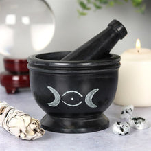 Load image into Gallery viewer, Soap Stone Triple Moon Pestle and Mortar
