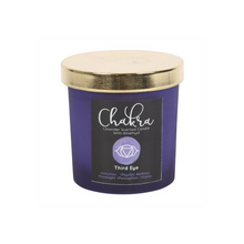 Load image into Gallery viewer, Third Eye Chakra Lavender Crystal Chip Candle
