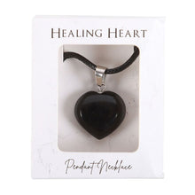 Load image into Gallery viewer, Black Obsidian Healing Crystal Heart Necklace
