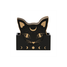 Load image into Gallery viewer, Mystic Mog Cat Face Coaster Set
