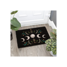 Load image into Gallery viewer, Black Dark Forest Moon Phase Doormat
