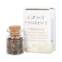 Load image into Gallery viewer, Jar of Confidence Tiger&#39;s Eye Crystal in a Matchbox
