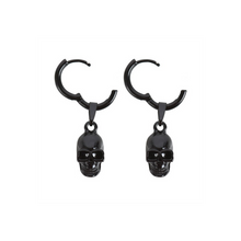 Load image into Gallery viewer, Black Stainless Steel Skull Earrings
