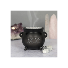 Load image into Gallery viewer, Triple Moon Cauldron Incense Cone Holder
