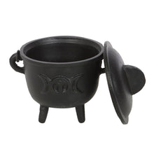 Load image into Gallery viewer, 11cm Cast Iron Cauldron with Triple Moon
